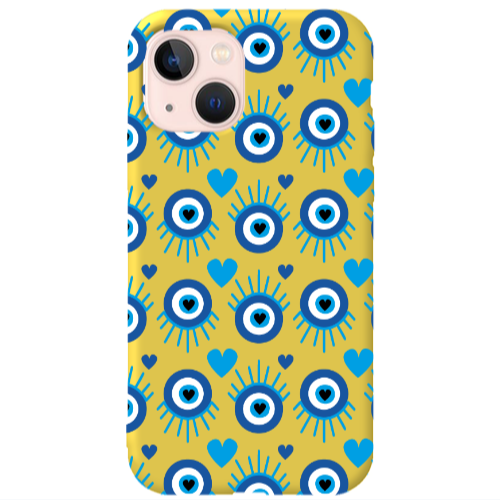 Apple iPhone 13 Heart Eye Yellow Colored Silicone TPU Θήκη