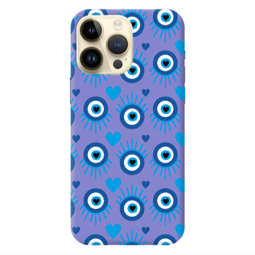 Apple iPhone 13 Pro Max Heart Eye Purple Colored Silicone TPU Θήκη