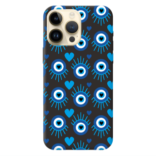 Apple iPhone 13 Pro Max Heart Eye Black Colored Silicone TPU Θήκη