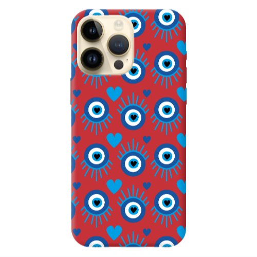 Apple iPhone 13 Pro Max Heart Eye Red Colored Silicone TPU Θήκη