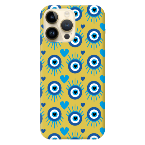 Apple iPhone 13 Pro Max Heart Eye Yellow Colored Silicone TPU Θήκη