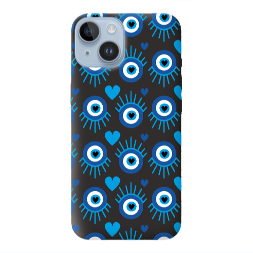 Apple iPhone 14  Heart Eye Black Colored Silicone TPU Θήκη