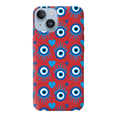 Apple iPhone 14 Plus Heart Eye Red Colored Silicone TPU Θήκη