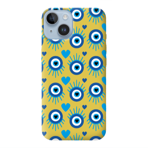 Apple iPhone 14 Plus Heart Eye Yellow Colored Silicone TPU Θήκη