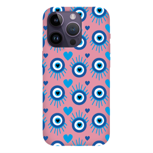 Apple iPhone 14 Pro  Heart Eye Pink Colored Silicone TPU Θήκη