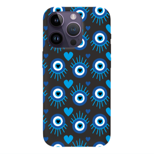 Apple iPhone 14 Pro  Heart Eye Black Colored Silicone TPU Θήκη