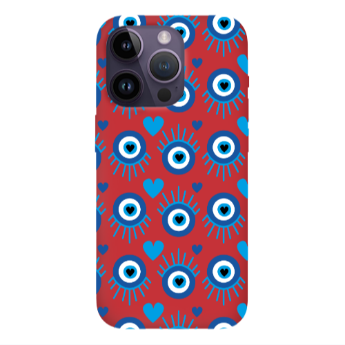 Apple iPhone 14 Pro Max Heart Eye Red Colored Silicone TPU Θήκη