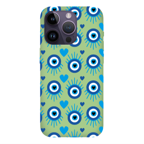 Apple iPhone 14 Pro Max Heart Eye Light Green Colored Silicone TPU Θήκη