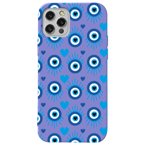 Apple iPhone 13 Pro Heart Eye Purple Colored Silicone TPU Θήκη