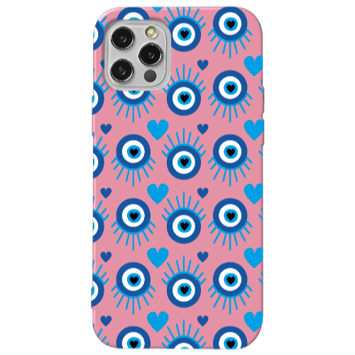 Apple iPhone 13 Pro Heart Eye Pink Colored Silicone TPU Θήκη