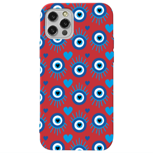 Apple iPhone 13 Pro Heart Eye Red Colored Silicone TPU Θήκη