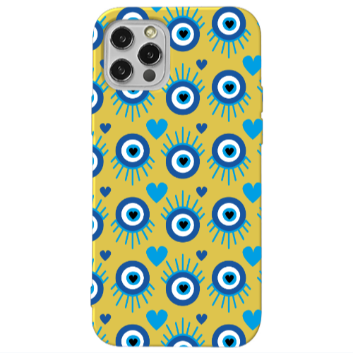 Apple iPhone 13 Pro Heart Eye Yellow Colored Silicone TPU Θήκη
