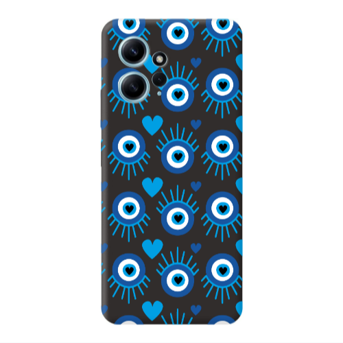 Xiaomi Redmi Note 12 4G Heart Eye Black Colored Silicone TPU Θήκη