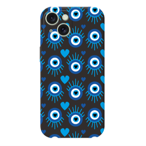 Apple iPhone 15 Heart Eye Black Colored Silicone TPU Θήκη
