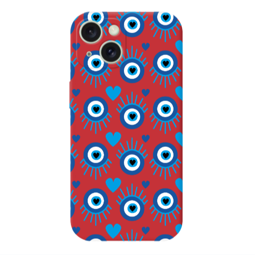 Apple iPhone 15 Heart Eye Red Colored Silicone TPU Θήκη