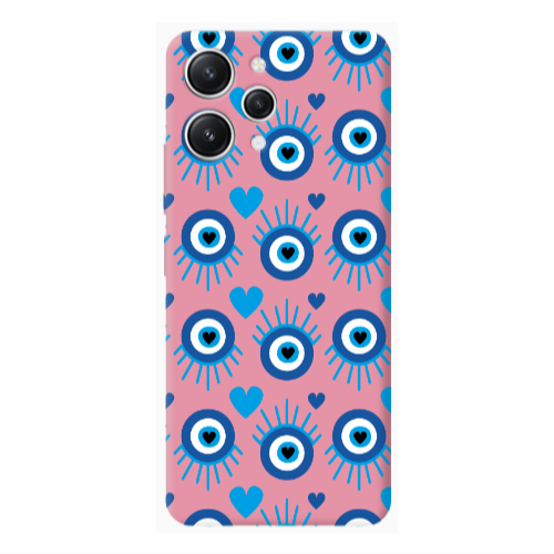 Xiaomi Redmi 12 Heart Eye Pink Colored Silicone TPU Θήκη