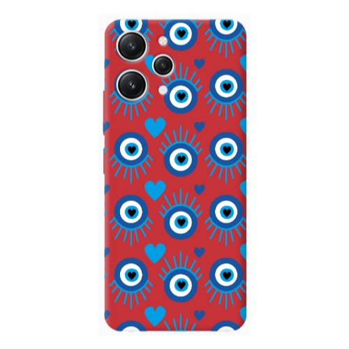Xiaomi Redmi 12 Heart Eye Red Colored Silicone TPU Θήκη