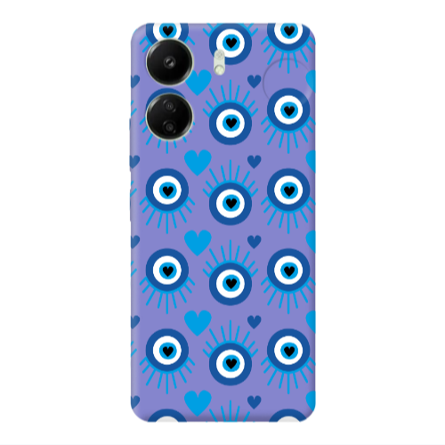Xiaomi Redmi 13C Heart Eye Purple Colored Silicone TPU Θήκη