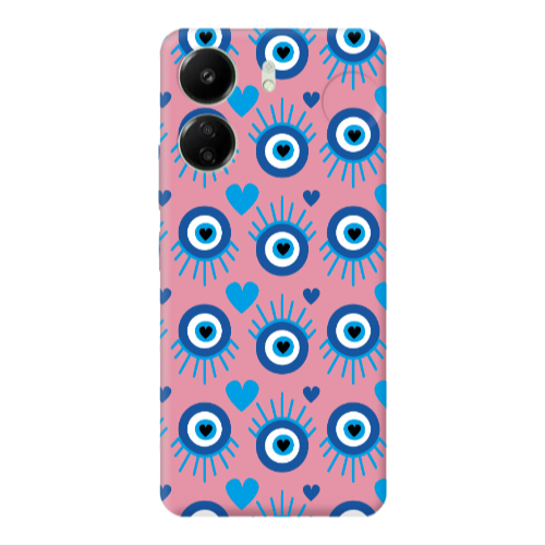 Xiaomi Redmi 13C Heart Eye Pink Colored Silicone TPU Θήκη