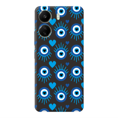 Xiaomi Redmi 13C Heart Eye Black Colored Silicone TPU Θήκη