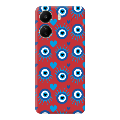 Xiaomi Redmi 13C Heart Eye Red Colored Silicone TPU Θήκη