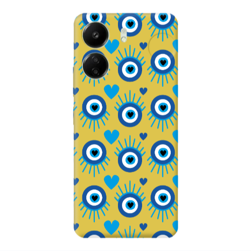 Xiaomi Redmi 13C Heart Eye Yellow Colored Silicone TPU Θήκη