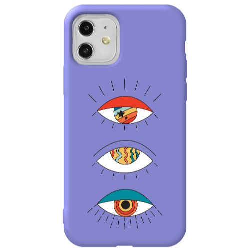 Apple iPhone 11  3 different eyes Purple Colored Silicone TPU Θήκη
