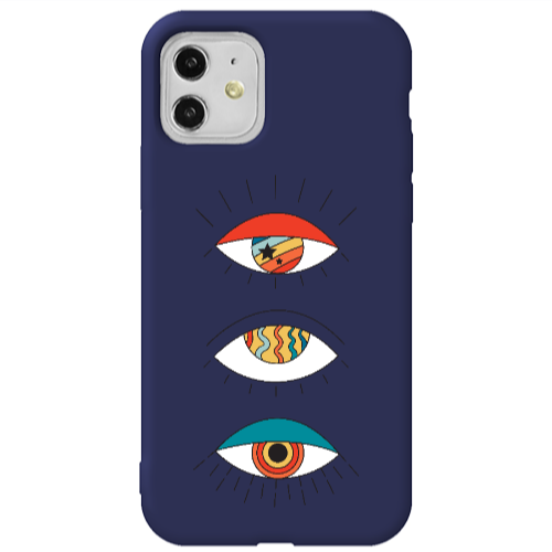 Apple iPhone 11  3 different eyes Dark blue Colored Silicone TPU Θήκη