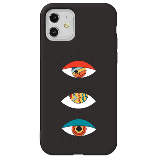 Apple iPhone 11  3 different eyes Black Colored Silicone TPU Θήκη