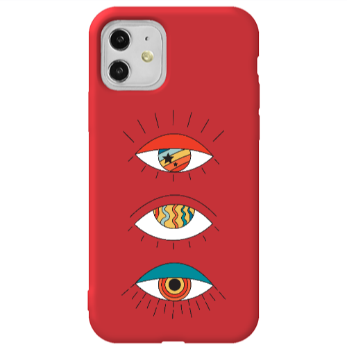 Apple iPhone 11  3 different eyes Red Colored Silicone TPU Θήκη