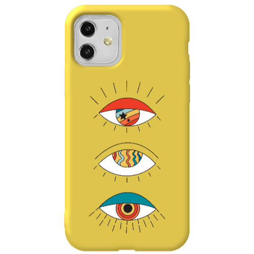 Apple iPhone 11  3 different eyes Yellow Colored Silicone TPU Θήκη