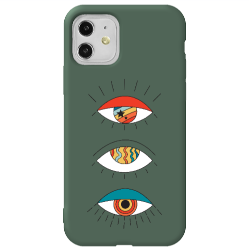 Apple iPhone 11  3 different eyes Dark Green Colored Silicone TPU Θήκη