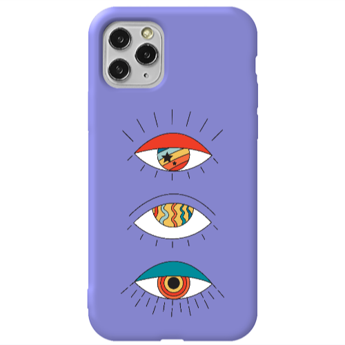 Apple iPhone 11 Pro 3 different eyes Purple Colored Silicone TPU Θήκη