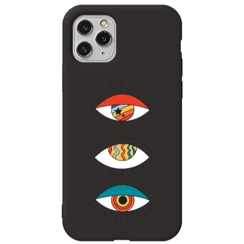 Apple iPhone 11 Pro 3 different eyes Black Colored Silicone TPU Θήκη