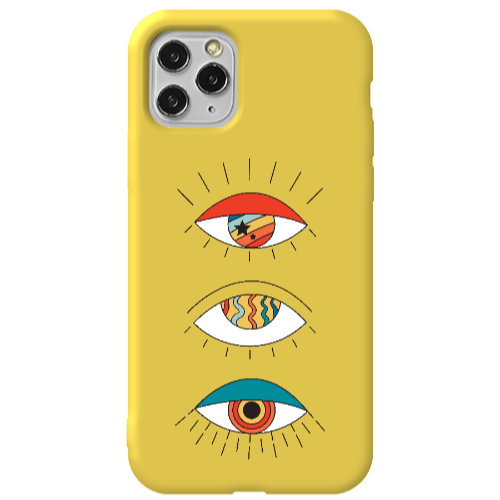 Apple iPhone 11 Pro 3 different eyes Yellow Colored Silicone TPU Θήκη
