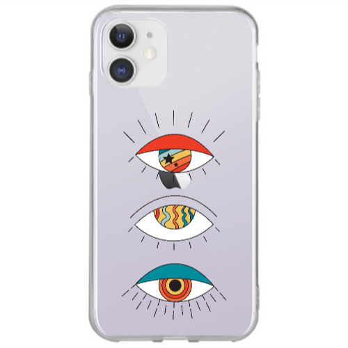 Apple iPhone 12 3 different eyes Transparent Silicone TPU Θήκη