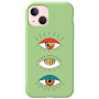 Apple iPhone 13 3 different eyes Light Green Colored Silicone TPU Θήκη