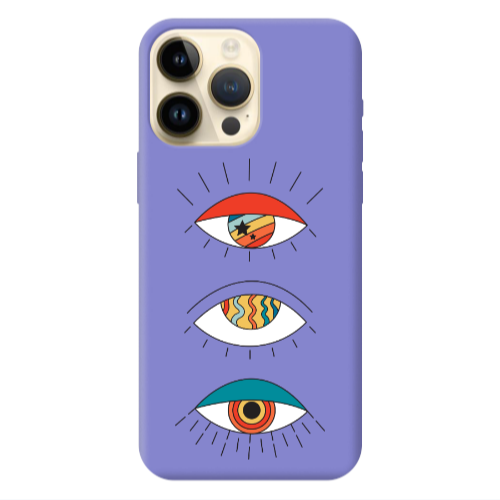 Apple iPhone 13 Pro Max 3 different eyes Purple Colored Silicone TPU Θήκη