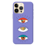 Apple iPhone 13 Pro Max 3 different eyes Purple Colored Silicone TPU Θήκη