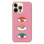 Apple iPhone 13 Pro Max 3 different eyes Pink Colored Silicone TPU Θήκη
