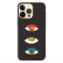 Apple iPhone 13 Pro Max 3 different eyes Black Colored Silicone TPU Θήκη
