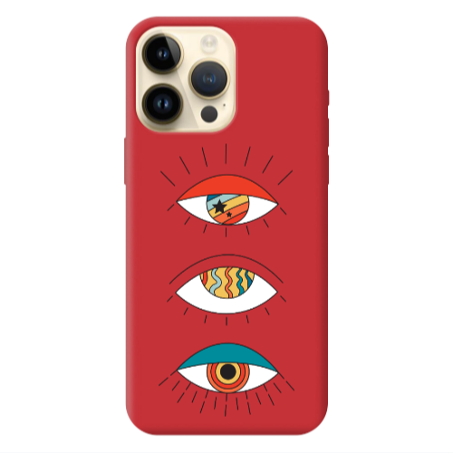 Apple iPhone 13 Pro Max 3 different eyes Red Colored Silicone TPU Θήκη