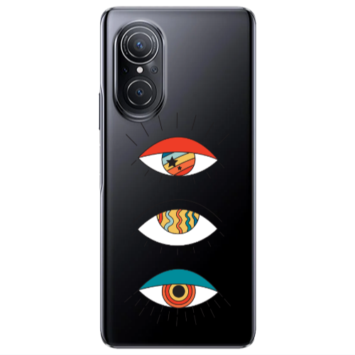 Huawei Nova 9 SE 3 different eyes Transparent Silicone TPU Θήκη