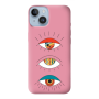 Apple iPhone 14  3 different eyes Pink Colored Silicone TPU Θήκη