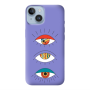 Apple iPhone 14 Plus 3 different eyes Purple Colored Silicone TPU Θήκη
