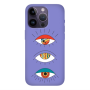 Apple iPhone 14 Pro  3 different eyes Purple Colored Silicone TPU Θήκη
