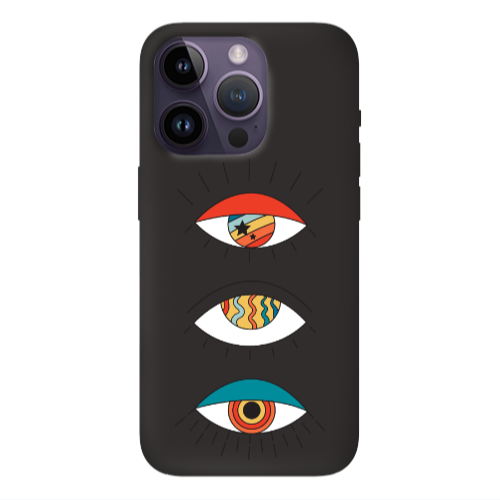 Apple iPhone 14 Pro Max 3 different eyes Black Colored Silicone TPU Θήκη