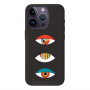 Apple iPhone 14 Pro Max 3 different eyes Black Colored Silicone TPU Θήκη