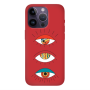 Apple iPhone 14 Pro Max 3 different eyes Red Colored Silicone TPU Θήκη