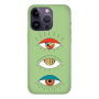 Apple iPhone 14 Pro Max 3 different eyes Light Green Colored Silicone TPU Θήκη